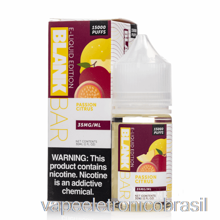 Vape Eletrônico Passion Cítrico - Sais Em Barra Em Branco - 30ml 50mg